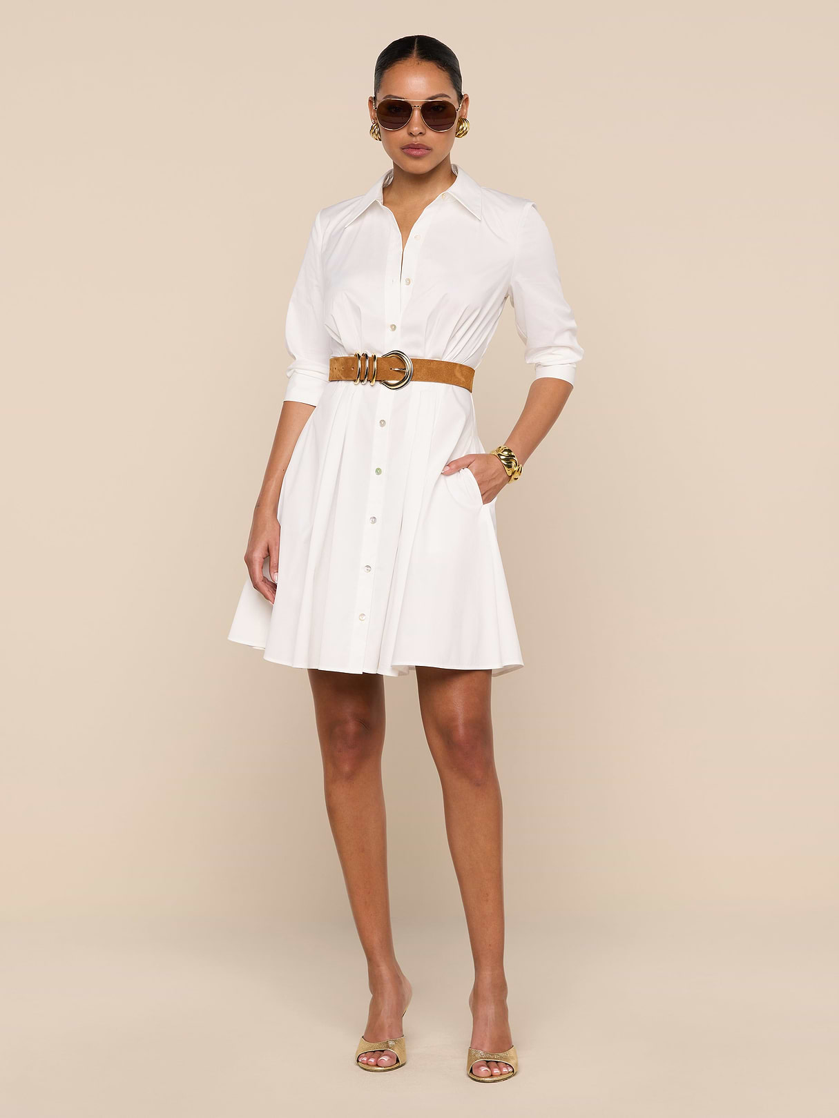 Journi Shirt Dress in White | L'AGENCE Journi Shirt Dress in White | L'AGENCE