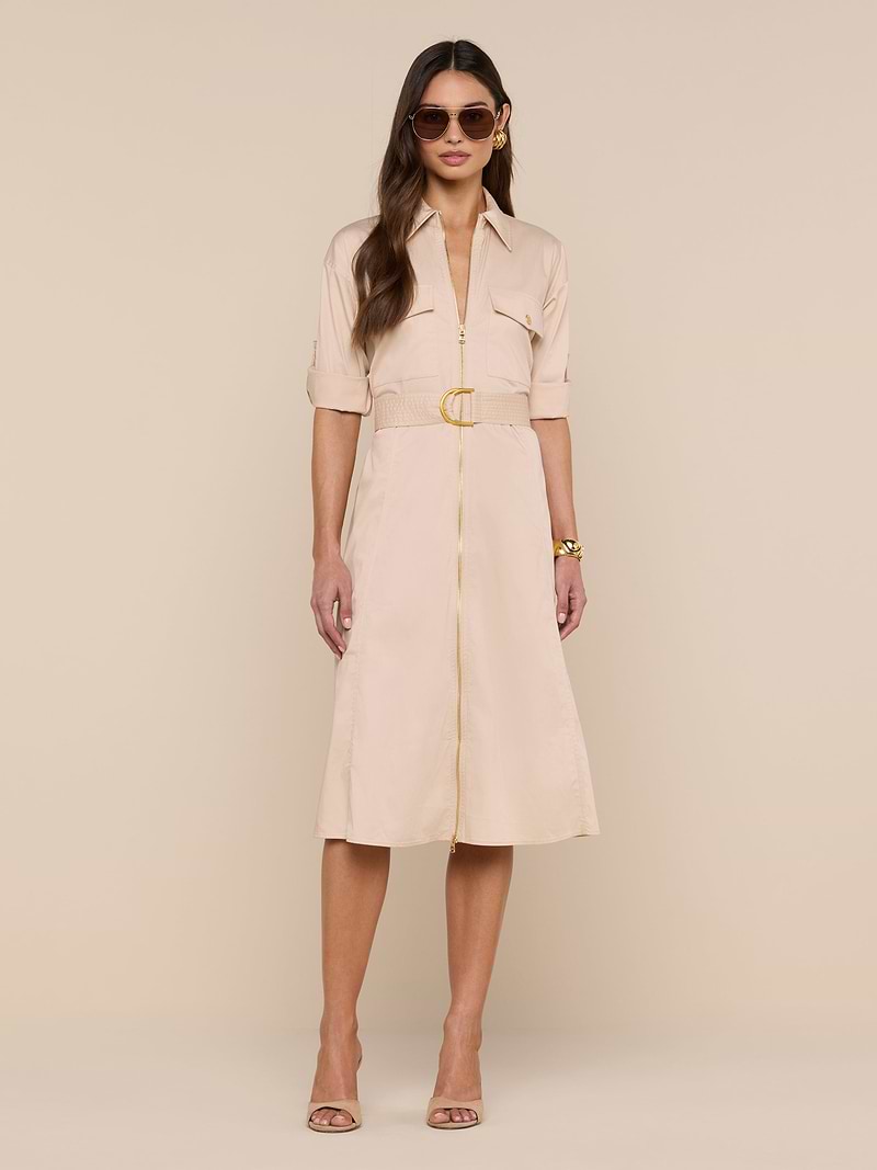 designer shirt dress Long Rocky Shirt Dress Emerald Micro Satin