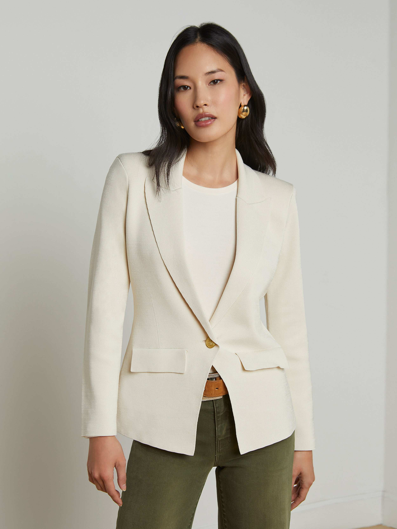 Blazer Tricot Chic Crème Nice Connection - Taille 40, Occasion Très Bon État
