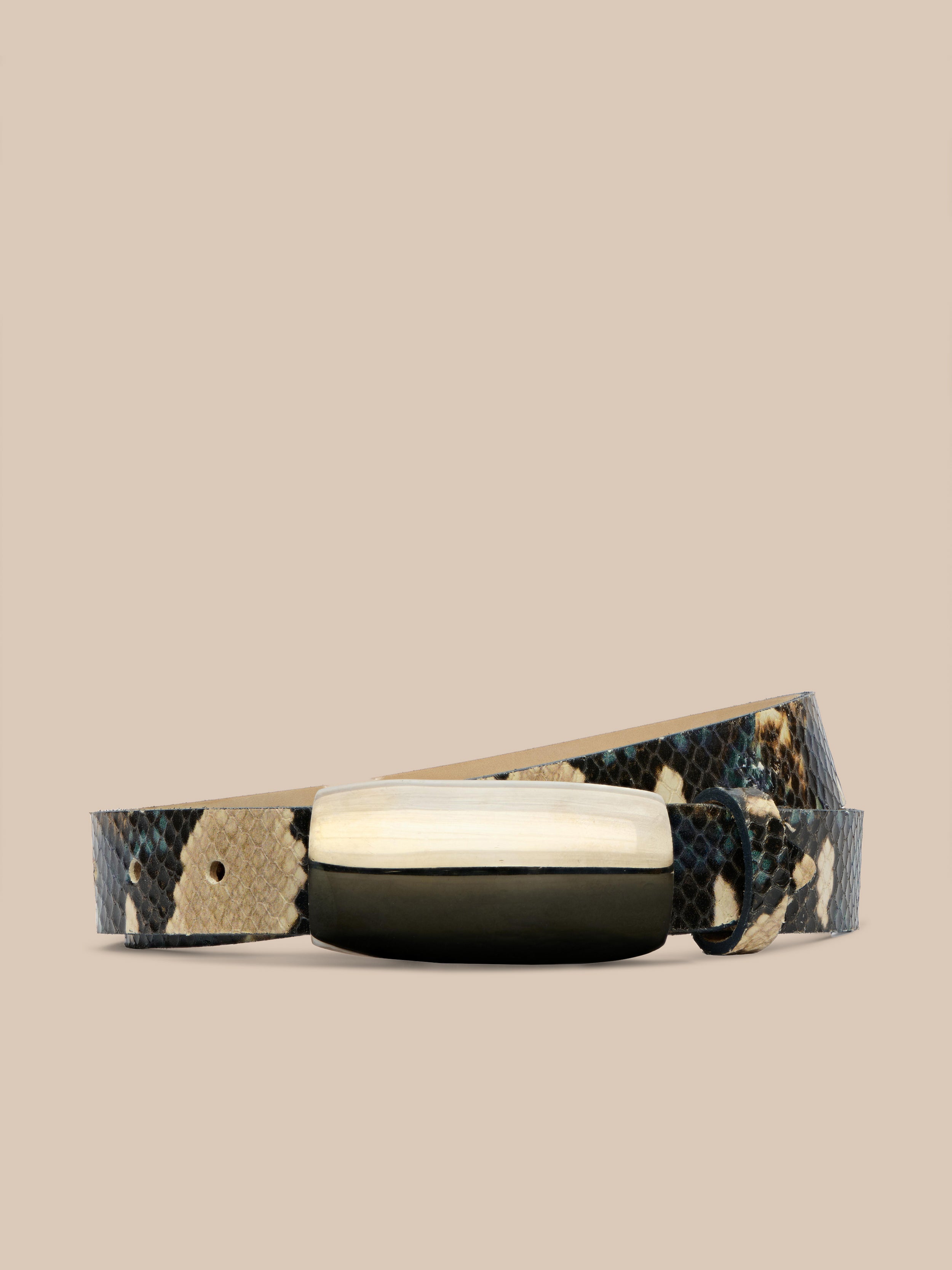 Marlowe Leather Belt in Blue Mist Snake | L display picture 2