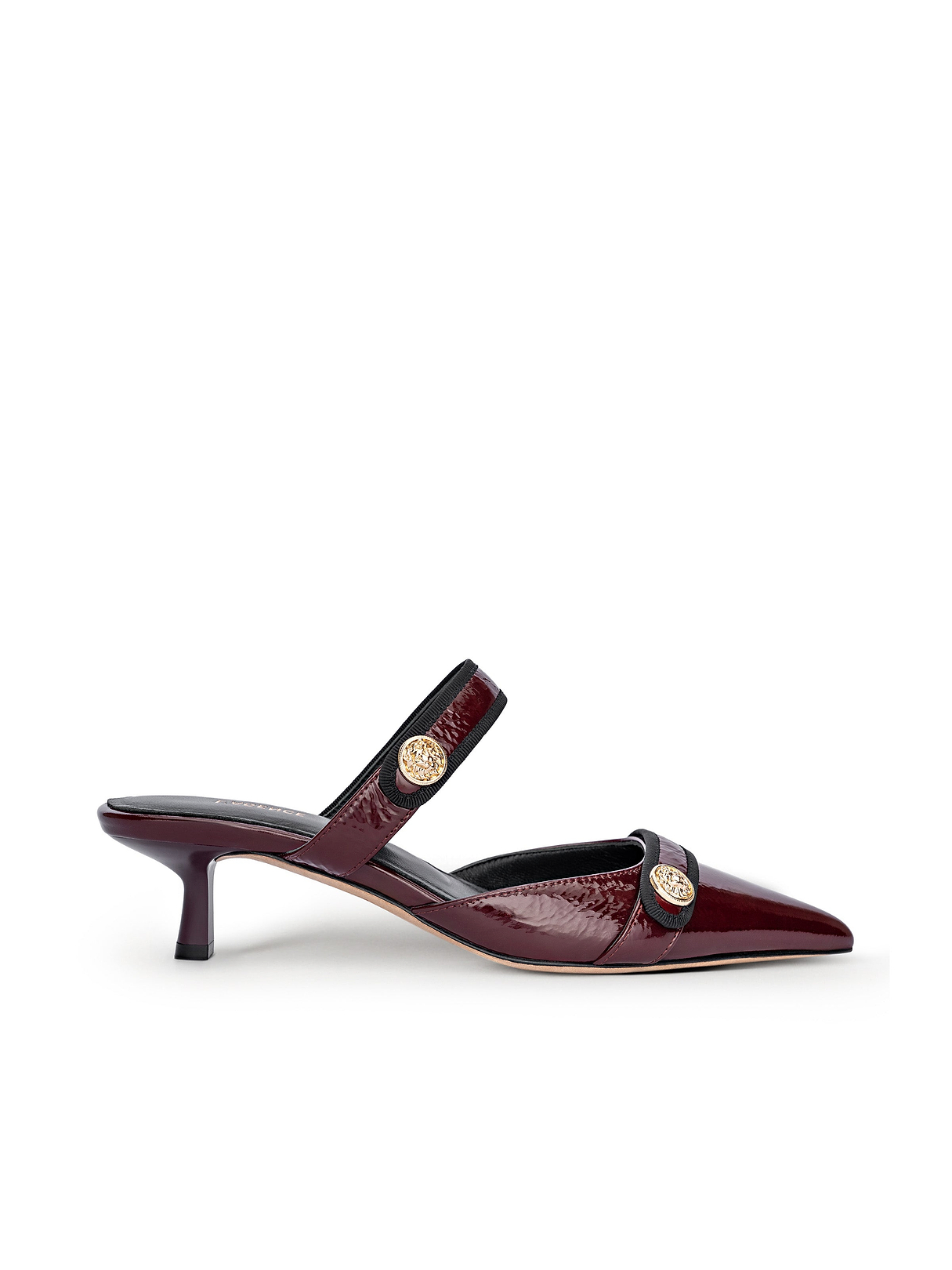 Gilliane Heeled Mule in Wine Patent | L'AGENCE