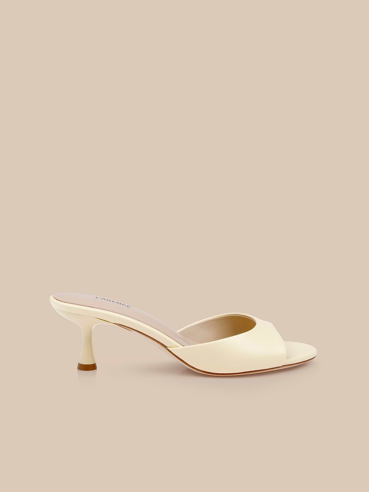 Arleen Kitten-Heel Mule in Lemon Leather | L'AGENCE