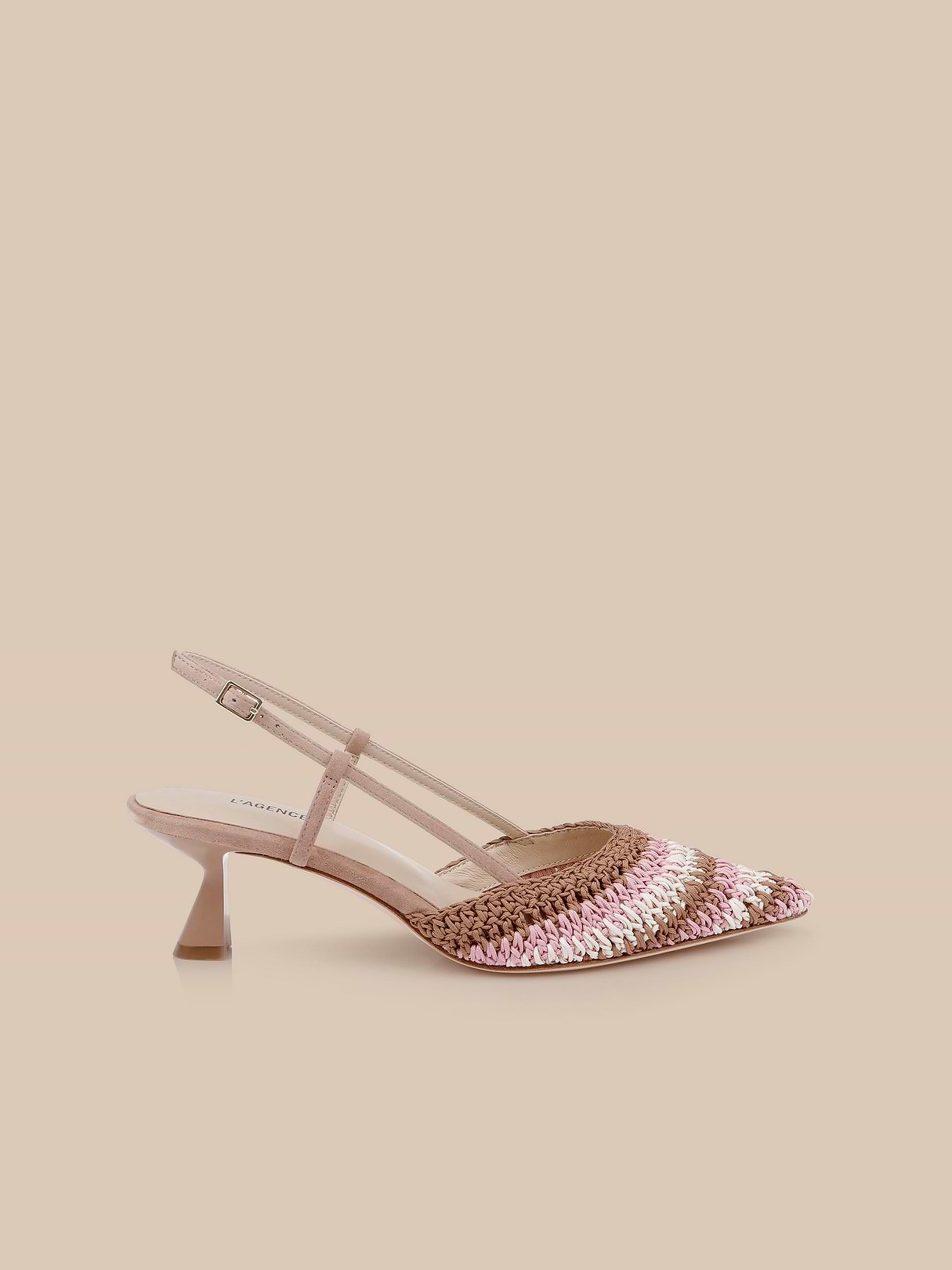 Nantes Slingback Pump in Pink Multi Crochet | L'AGENCE