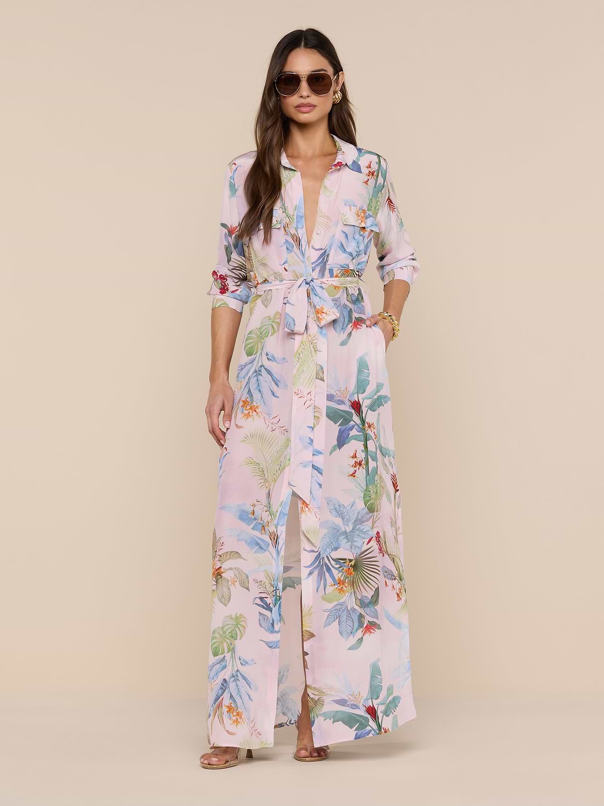 l'agence cameron silk shirt dress L'Agence Cameron Long Shirt Dress  Pre-Loved 100% Silk