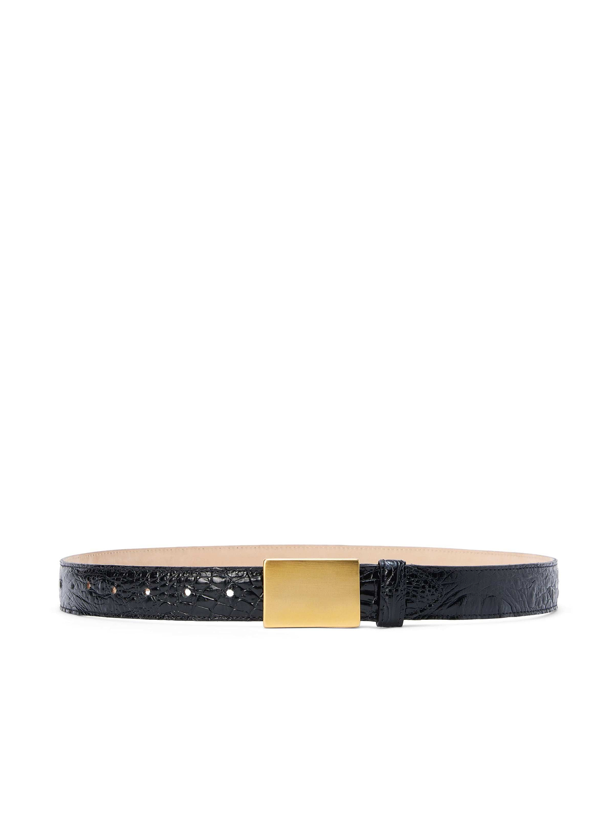 新品 Ameri L ANTIQUE BELT ブラック Amerie Belt in Black Croc Embossed | L'AGENCE
