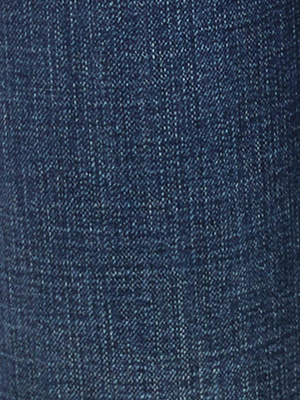 Close-up of blue denim fabric, showing a textured weave pattern with visible threads and variations in blue tones.