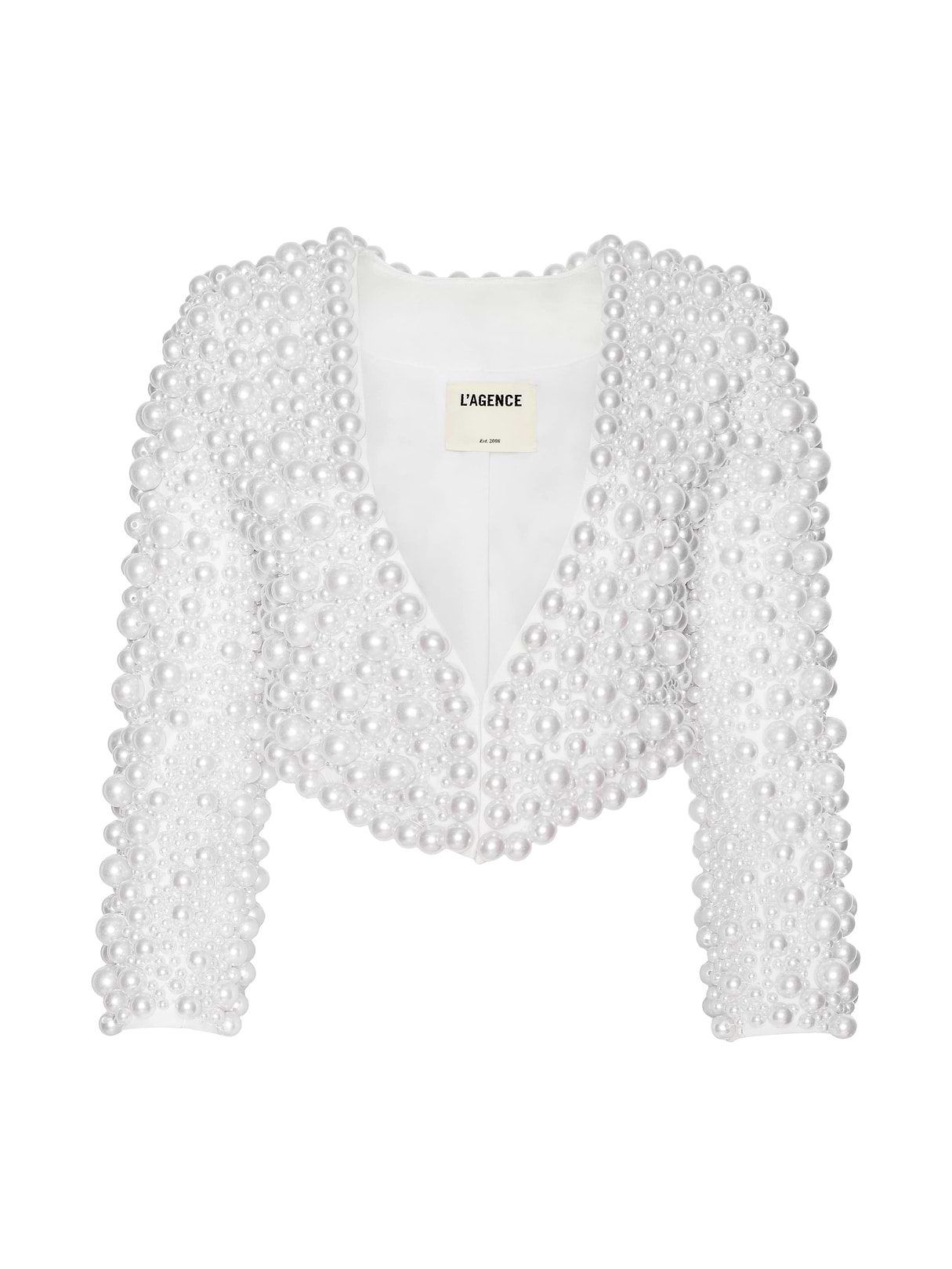 Belle Oversized Pearl Jacket in Ivory Mixed Pearls | L'AGENCE