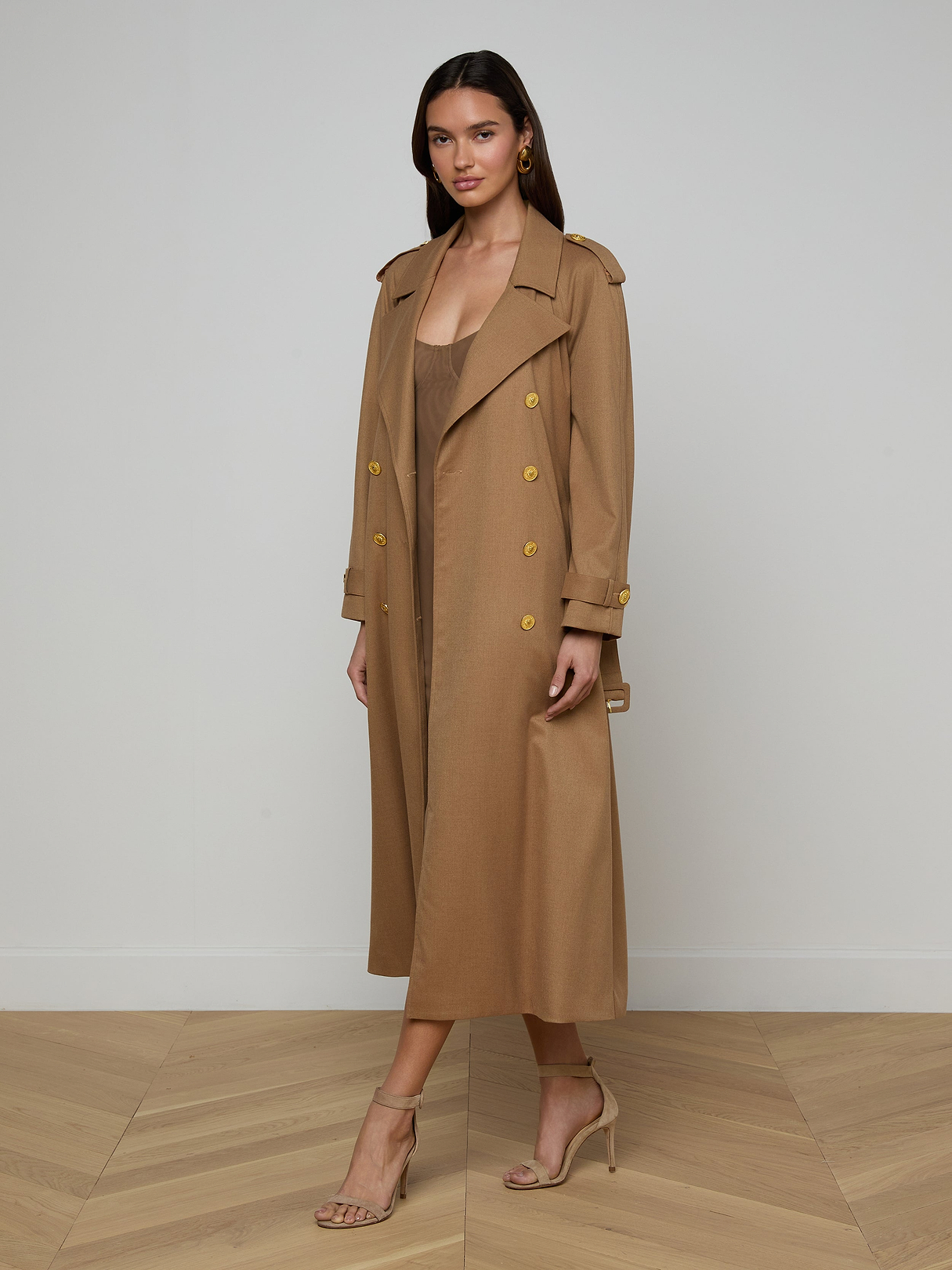 Brinley Oversized Trench Coat in Dark Macchiato | L'AGENCE