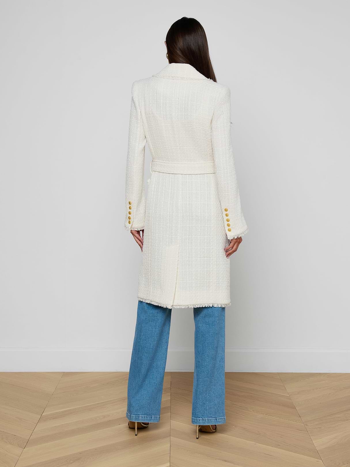 Cooper Tweed Trench Coat in Vintage White | L'AGENCE