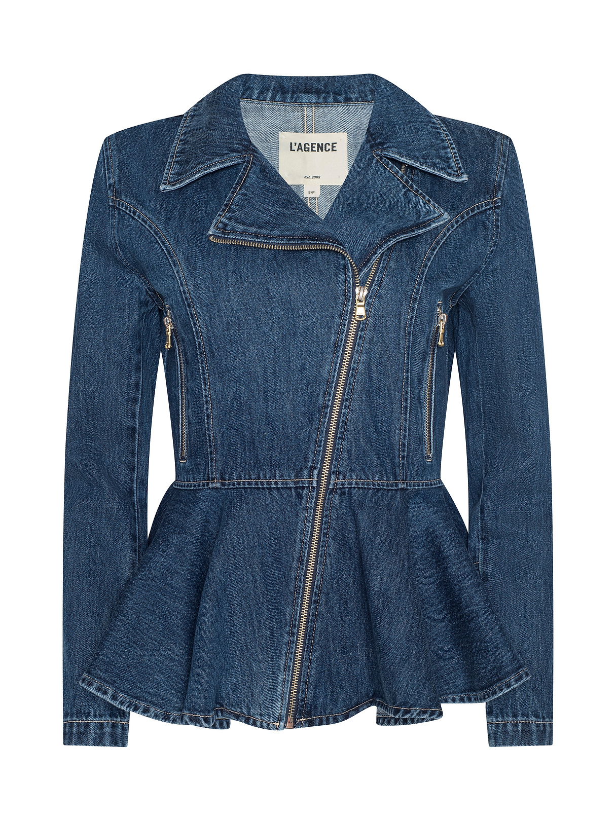 Moxie Peplum Biker Jacket in Norton | L'AGENCE