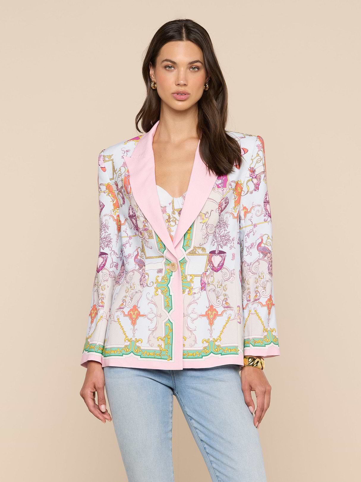 アルマーニコレツィオーニ テーラードジャケット シルク混 花柄 42 セレモニー Gweny Blazer in Multi Baroque Toile | L'AGENCE