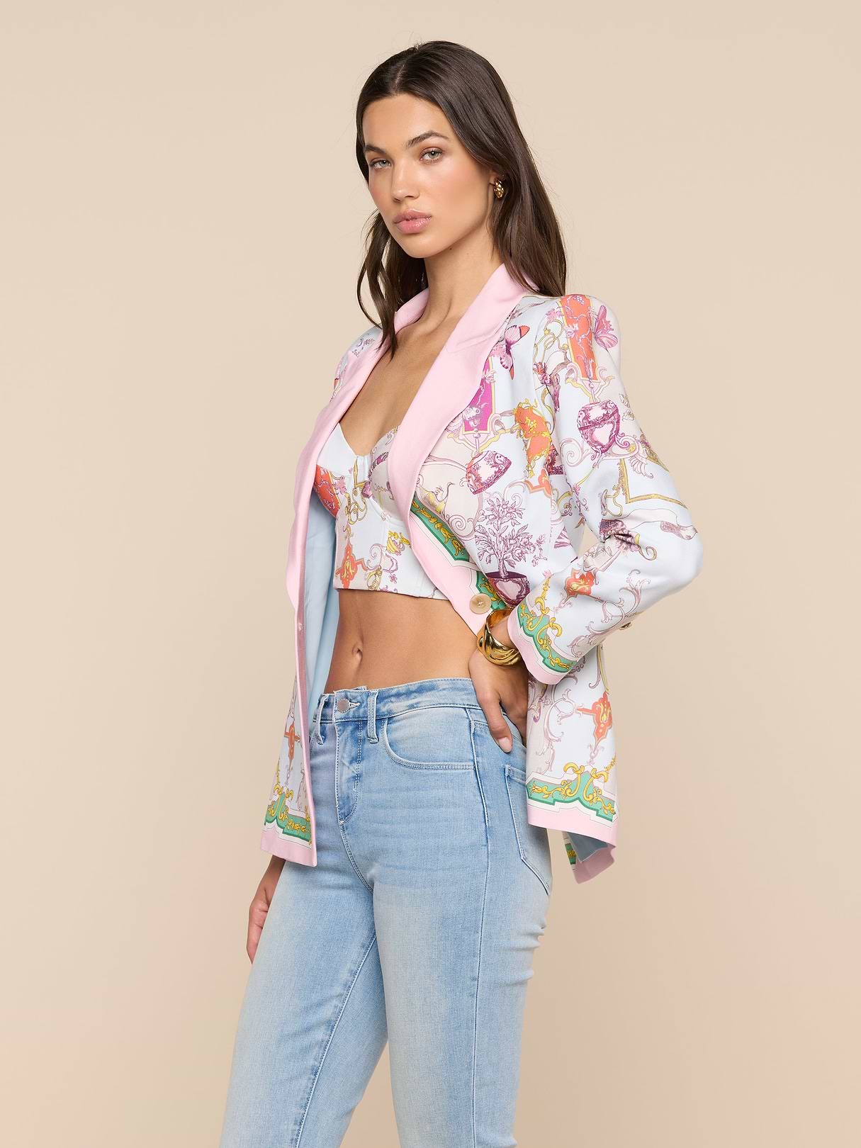 アルマーニコレツィオーニ テーラードジャケット シルク混 花柄 42 セレモニー Gweny Blazer in Multi Baroque Toile | L'AGENCE