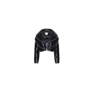 Black cropped Vail Puffer jacket with a wide, oversized collar and a front zipper.