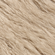 Close-up view of the long, light beige shag faux fur texture of the Fenella Faux Fur Coat, perfect for statement outerwear.