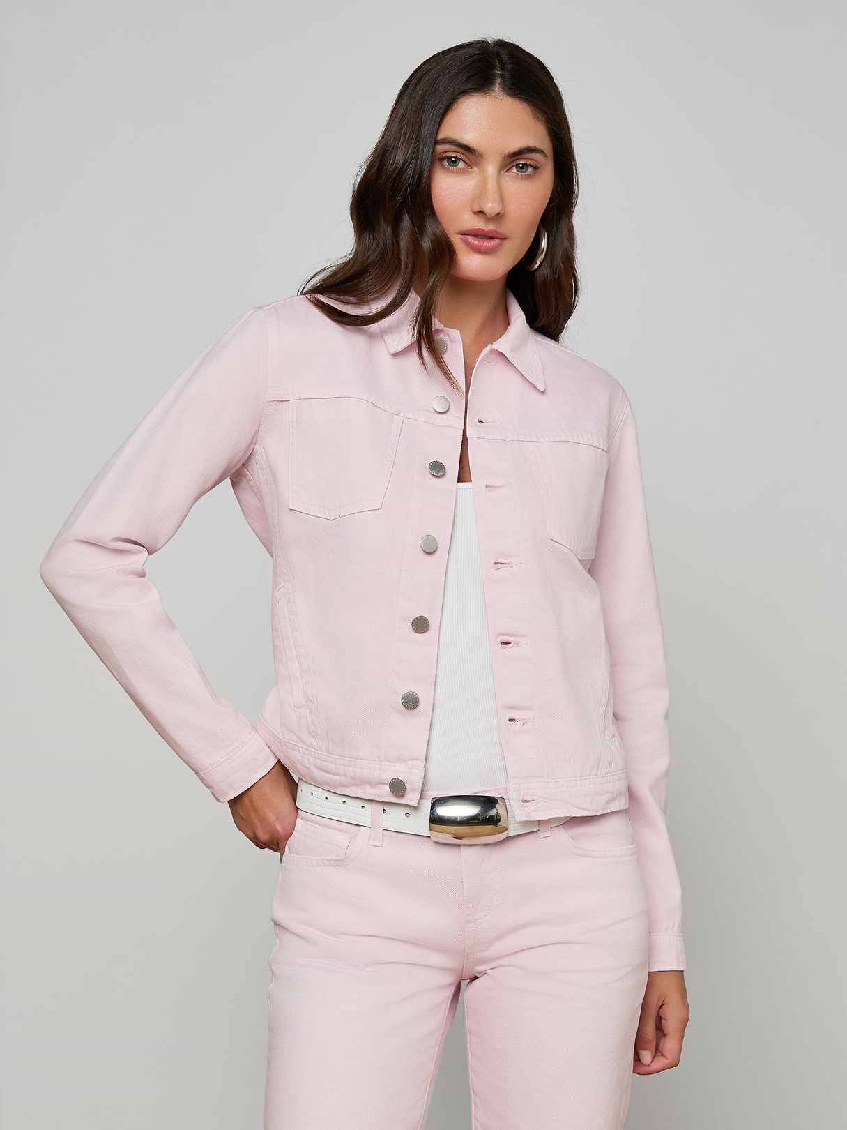 Celine Jean Jacket in Icy Lilac | L'AGENCE