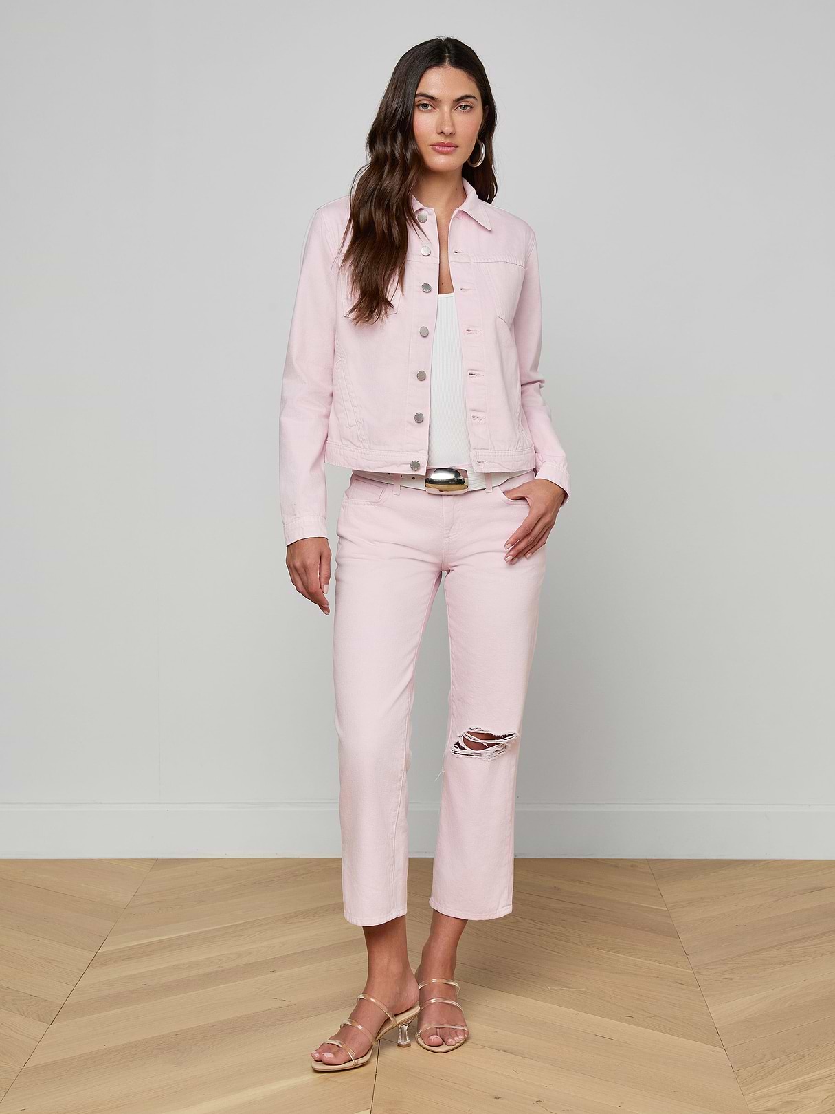 Celine Jean Jacket in Icy Lilac | L'AGENCE