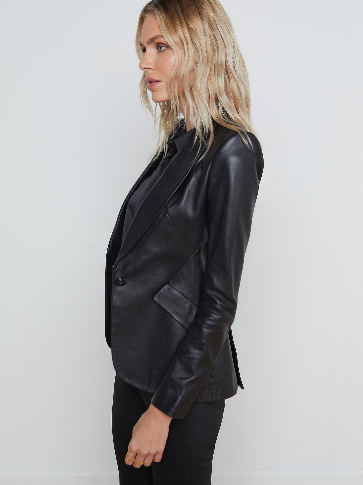 Chamberlain Leather Blazer In Black | L'AGENCE
