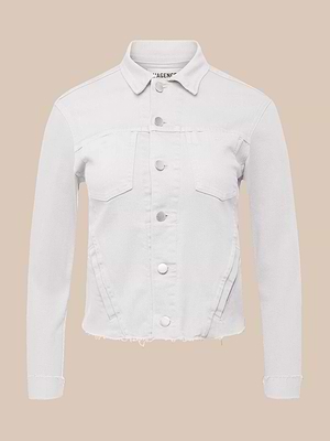 L'AGENCE Janelle Denim Jacket In Blanc L'AGENCE Janelle Denim Jacket In Blanc