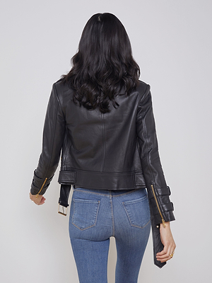 Billie Belted Leather Jacket jacket L'AGENCE   