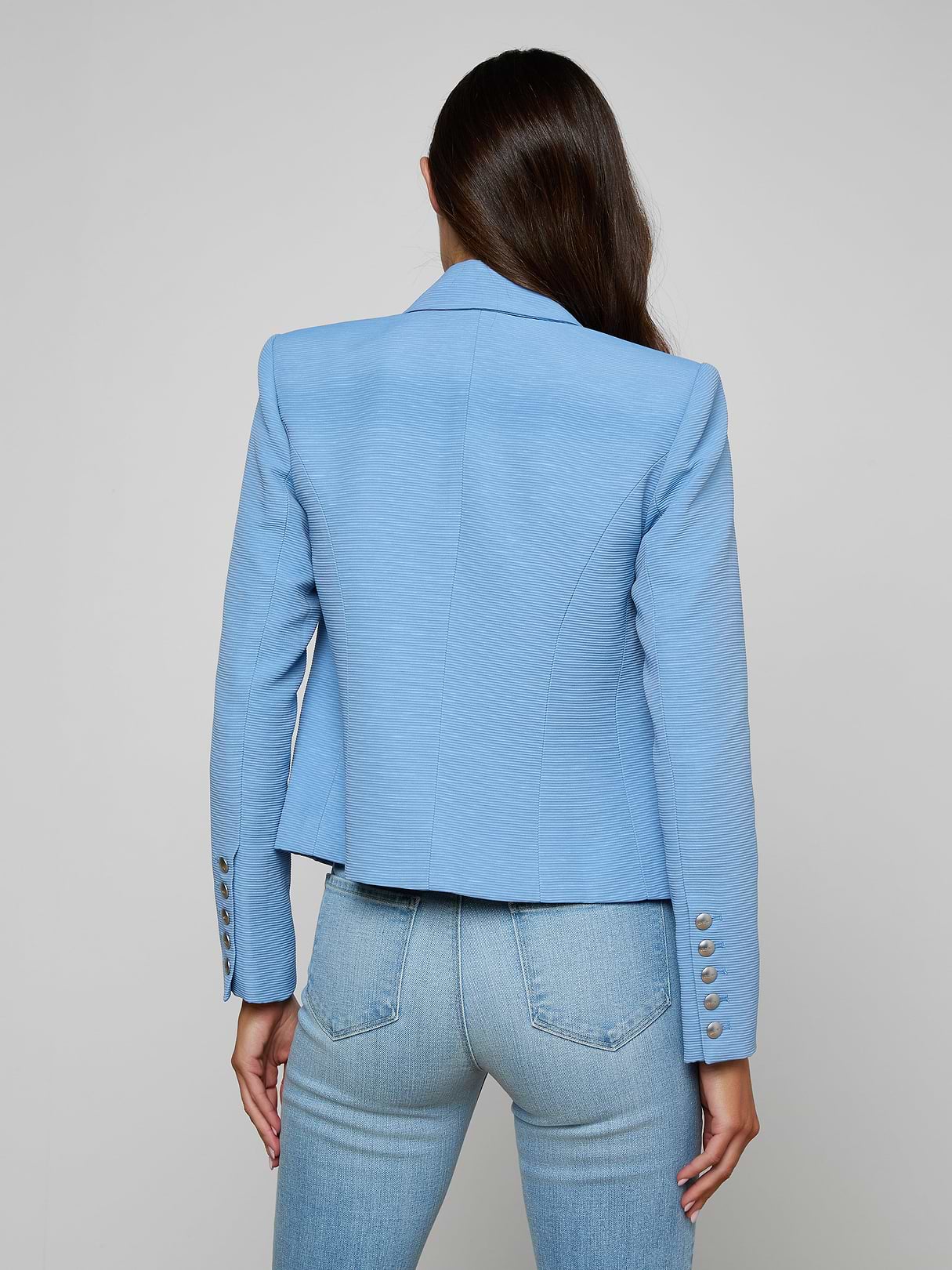 Brooke Blazer in Allure Blue/Ivory/Blue Watercolor Lilac | L'AGENCE