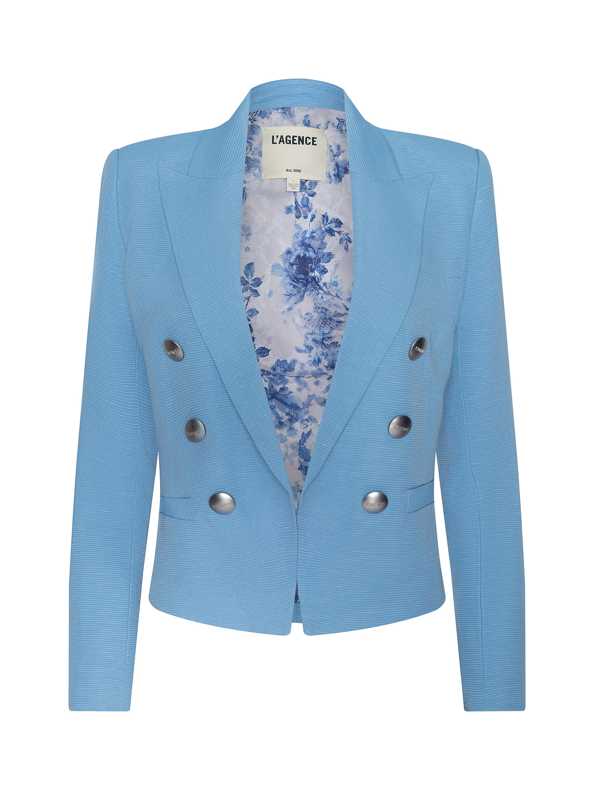 Brooke Blazer in Allure Blue/Ivory/Blue Watercolor Lilac | L'AGENCE