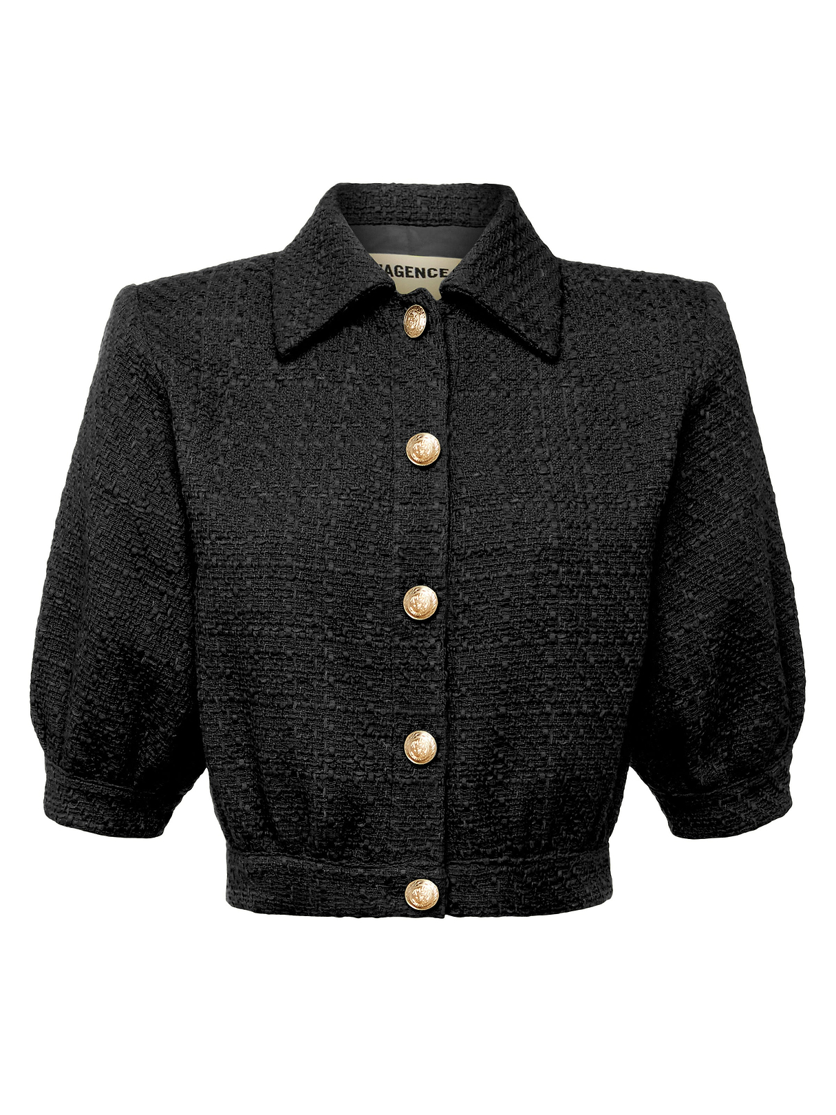 Cove Cropped Tweed Jacket in Black | L'AGENCE
