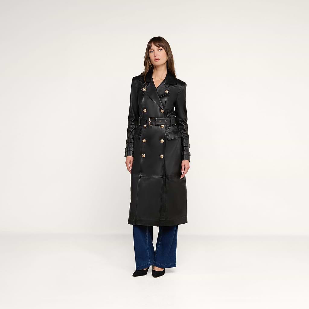 Celina Leather Trench Coat