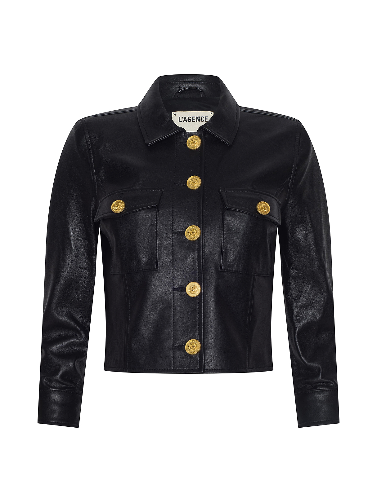 Kumi Cropped Leather Jacket in Black | L'AGENCE