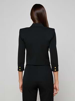 L'AGENCE Kumi Cropped Jacket In Black/Gold Coin L'AGENCE Kumi Cropped Jacket In Black/Gold Coin