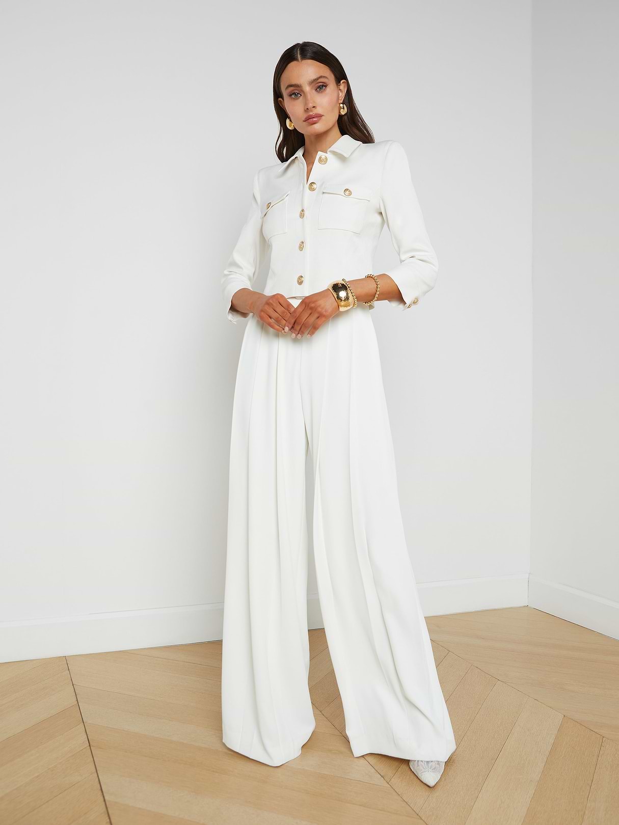 Kumi Cropped Jacket in White | L'AGENCE