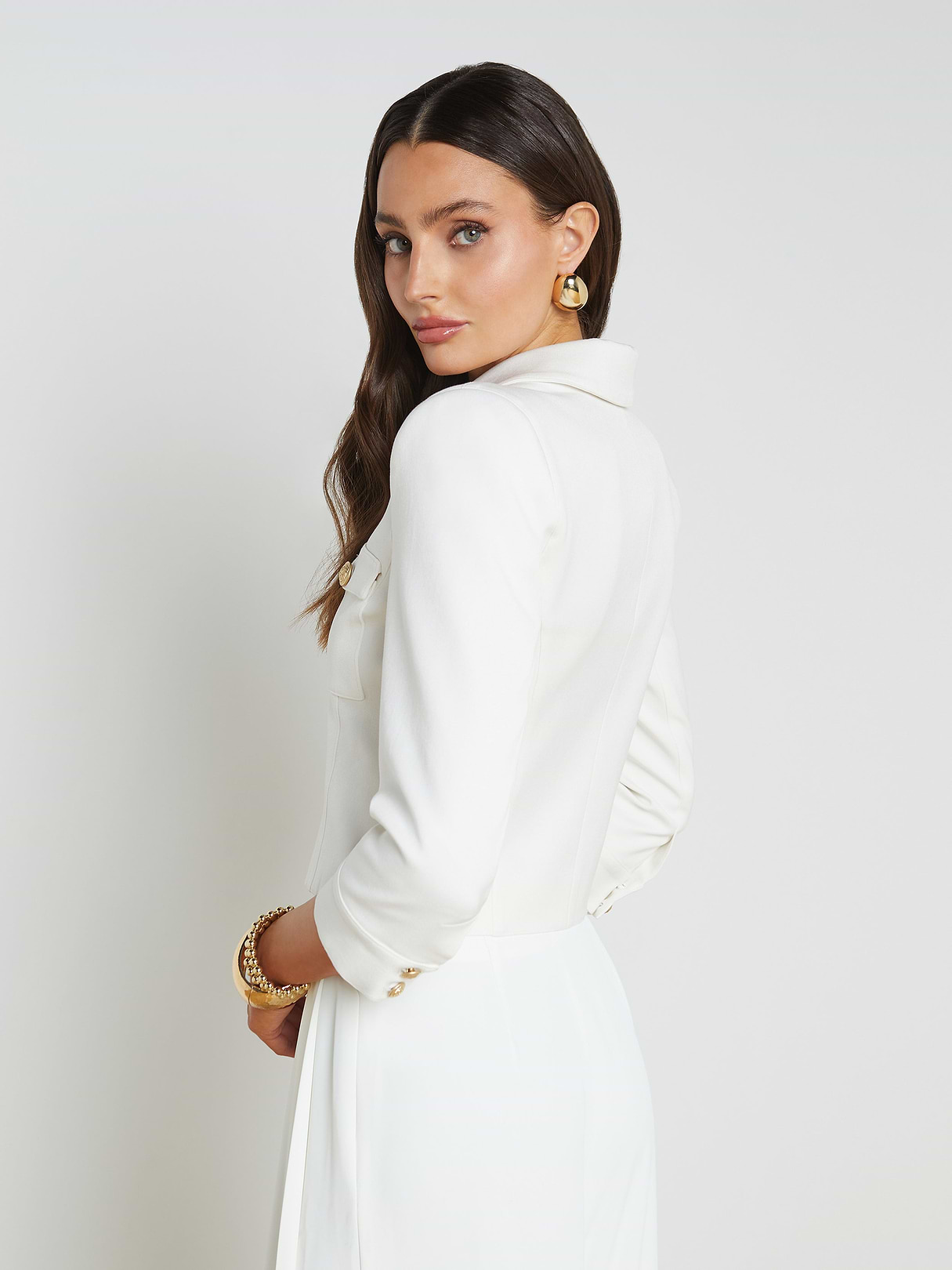 Kumi Cropped Jacket in White | L'AGENCE