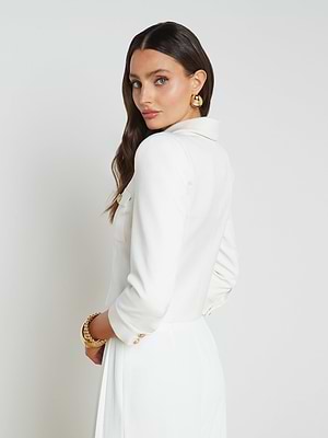 white jacket for dress L'AGENCE Kumi Cropped Fitted Jacket in White