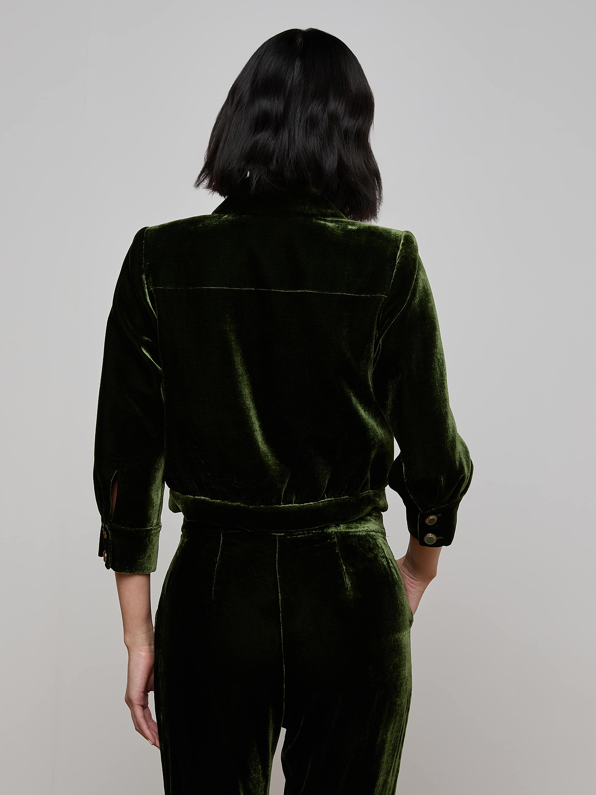 Jia Velvet Jacket in Deep Olive | L'AGENCE