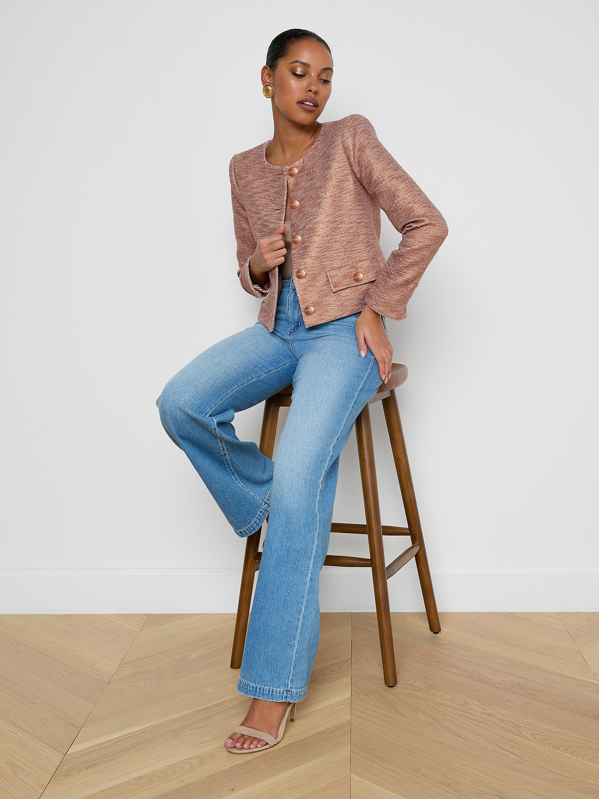 Zell Tweed Jacket in Light Auburn | L'AGENCE