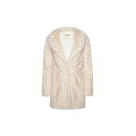 Toira Faux Fur Coat in cream-colored 70s inspired chevron faux fur with a wide collar and single-button closure.
