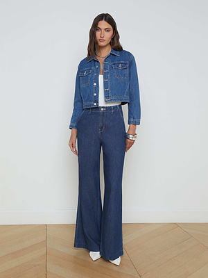 Koda Cropped Denim Jacket jacket L'AGENCE   