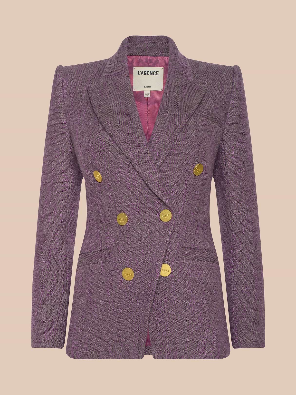 Kyomi Double-Breasted Blazer in Dusky Orchid Multi | L'AGENCE