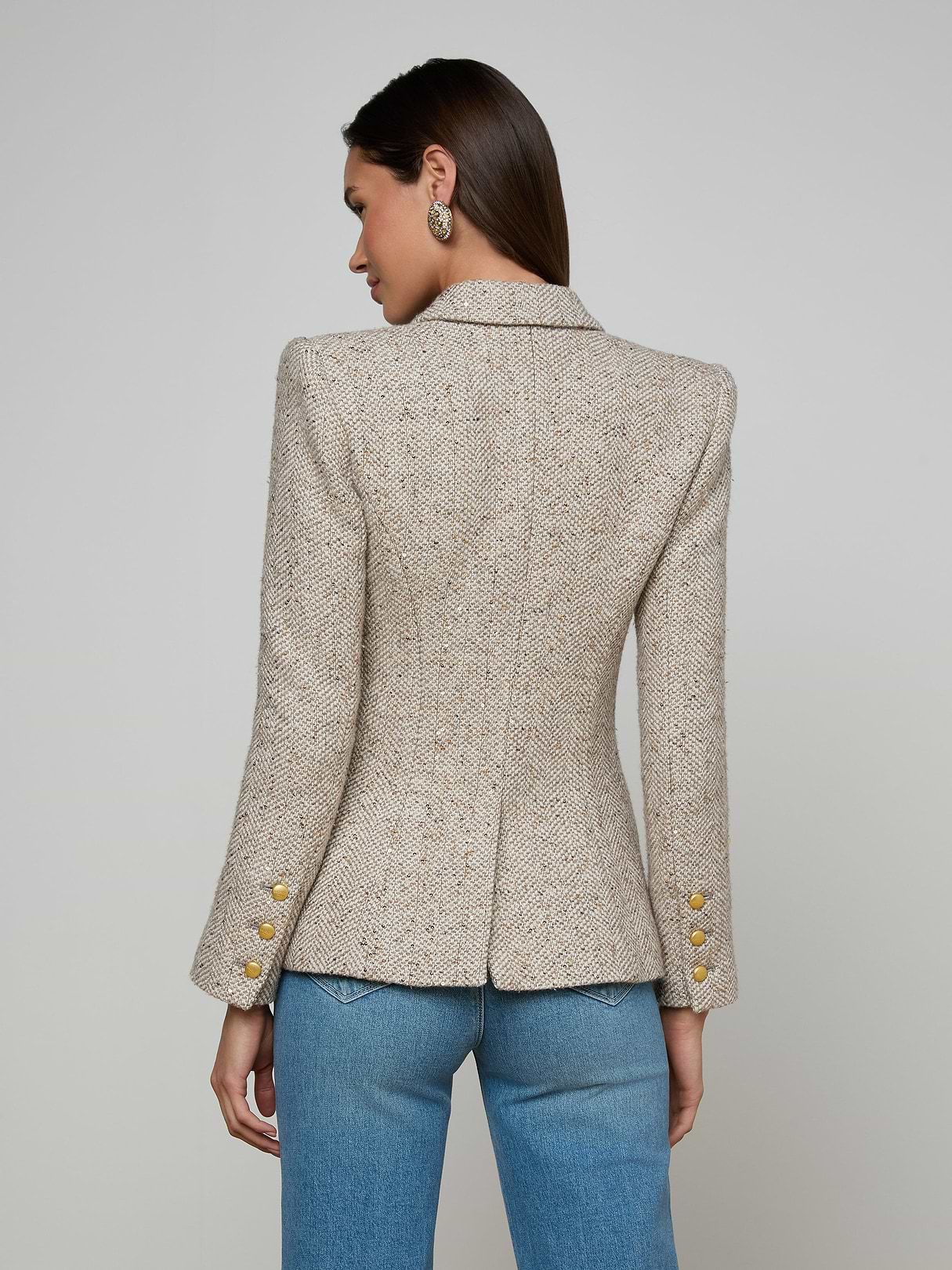 Kyomi Tweed Blazer in Neutral Multi Tweed | L'AGENCE