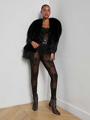 L'AGENCE Gwendolyn Mesh Knit Bodysuit In Black L'AGENCE Gwendolyn Mesh Knit Bodysuit In Black