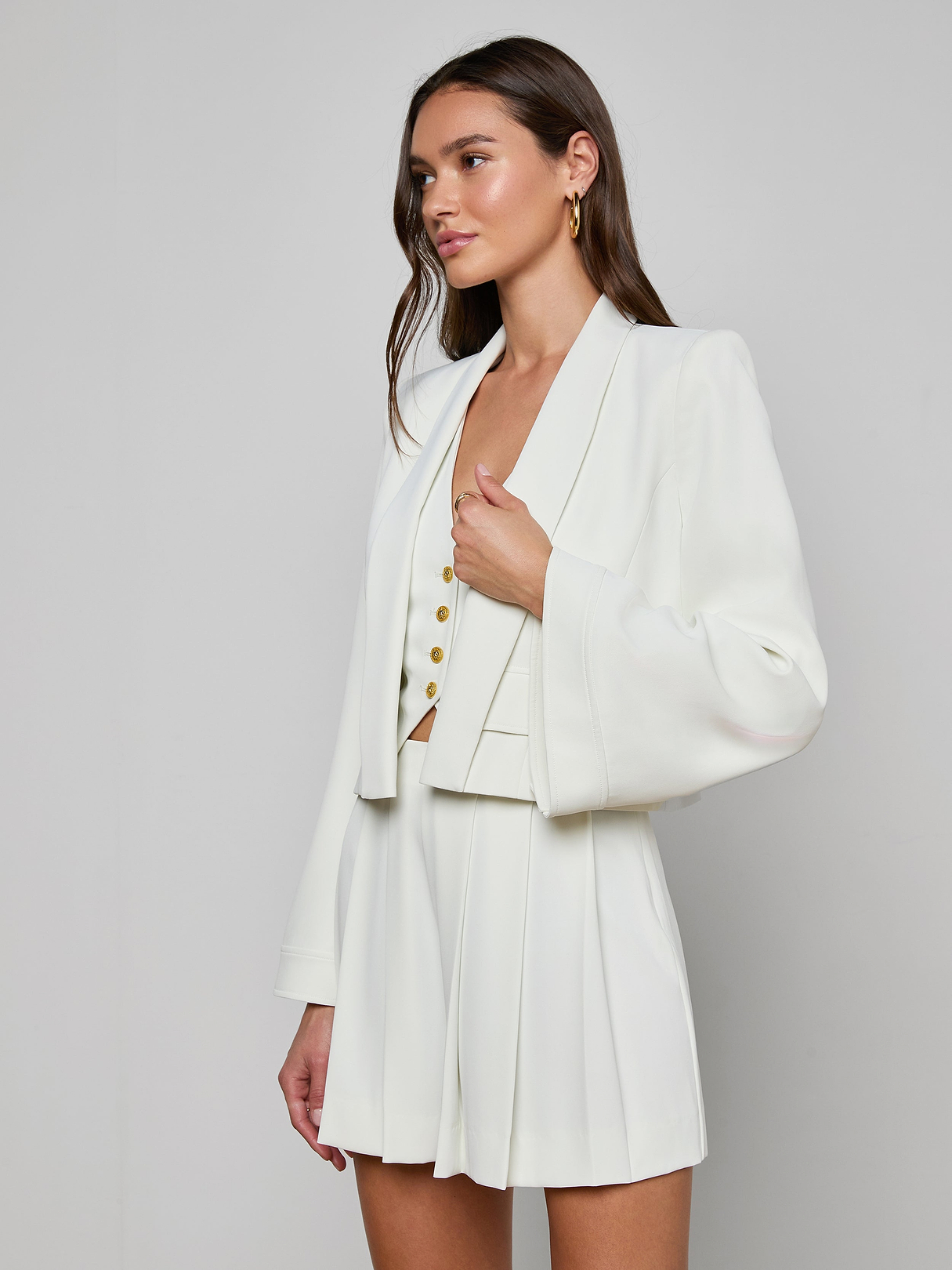 Nixie Cardigan Jacket in Ivory | L'AGENCE