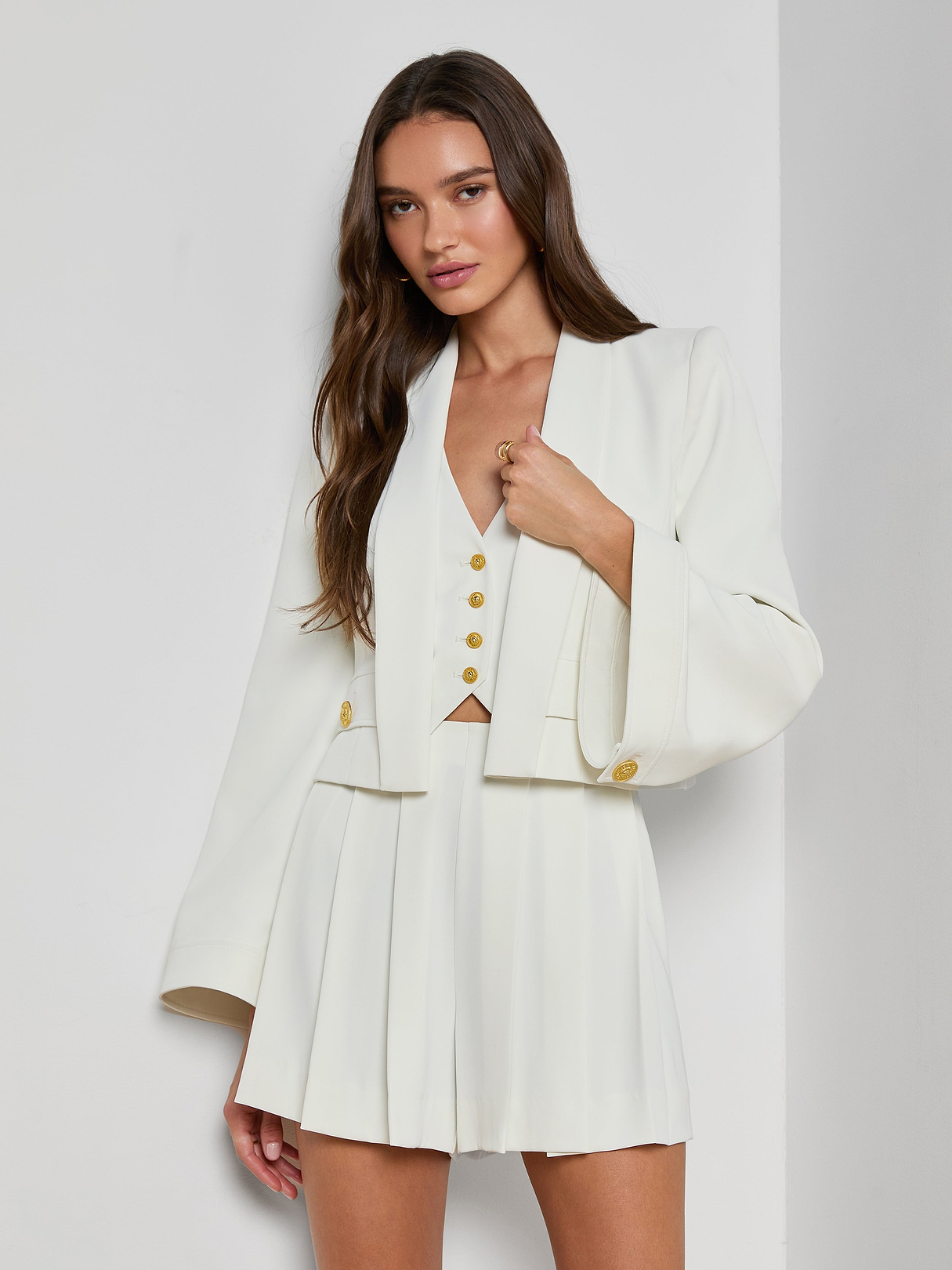 Nixie Cardigan Jacket in Ivory | L'AGENCE