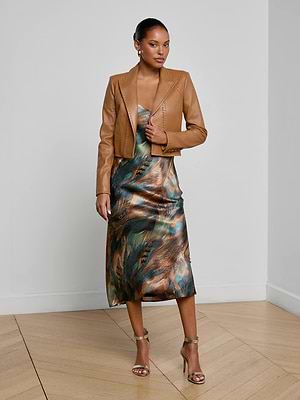 L'AGENCE Dulcie Leather Blazer In Soft Cognac L'AGENCE Dulcie Leather Blazer In Soft Cognac