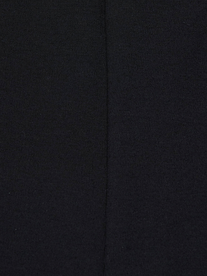 Close-up of the black ponte knit fabric on the Dee Capri Pant, featuring a subtle vertical seam that highlights its texture and weave—ideal for capri styles.