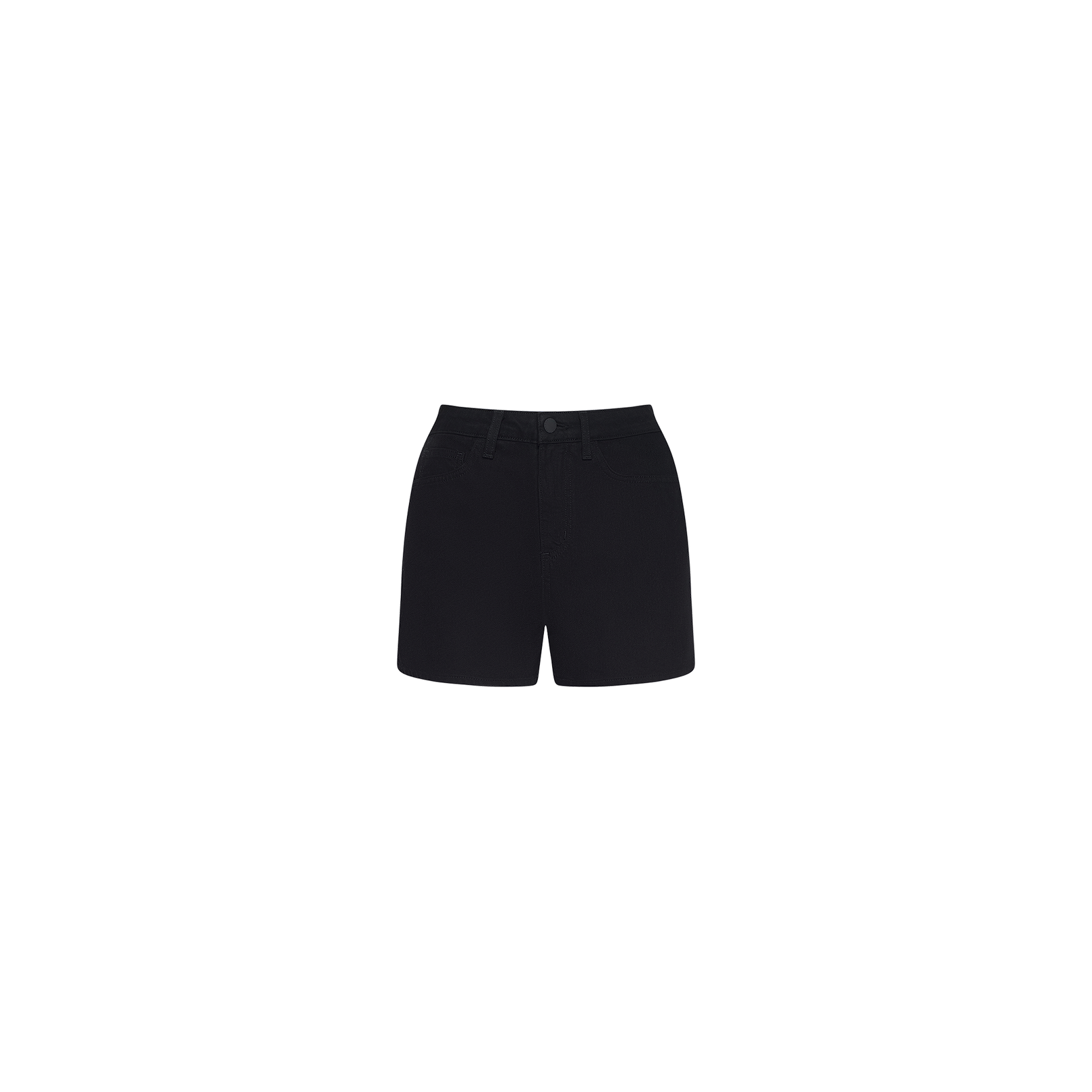 The Lissania Jean Short is showcased against a plain white background, featuring a tailored high-rise silhouette in black denim.