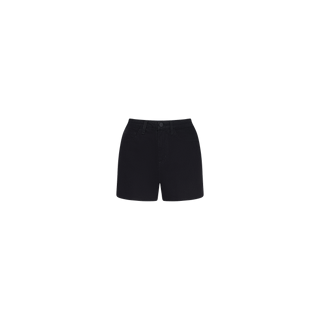 The Lissania Jean Short is showcased against a plain white background, featuring a tailored high-rise silhouette in black denim.