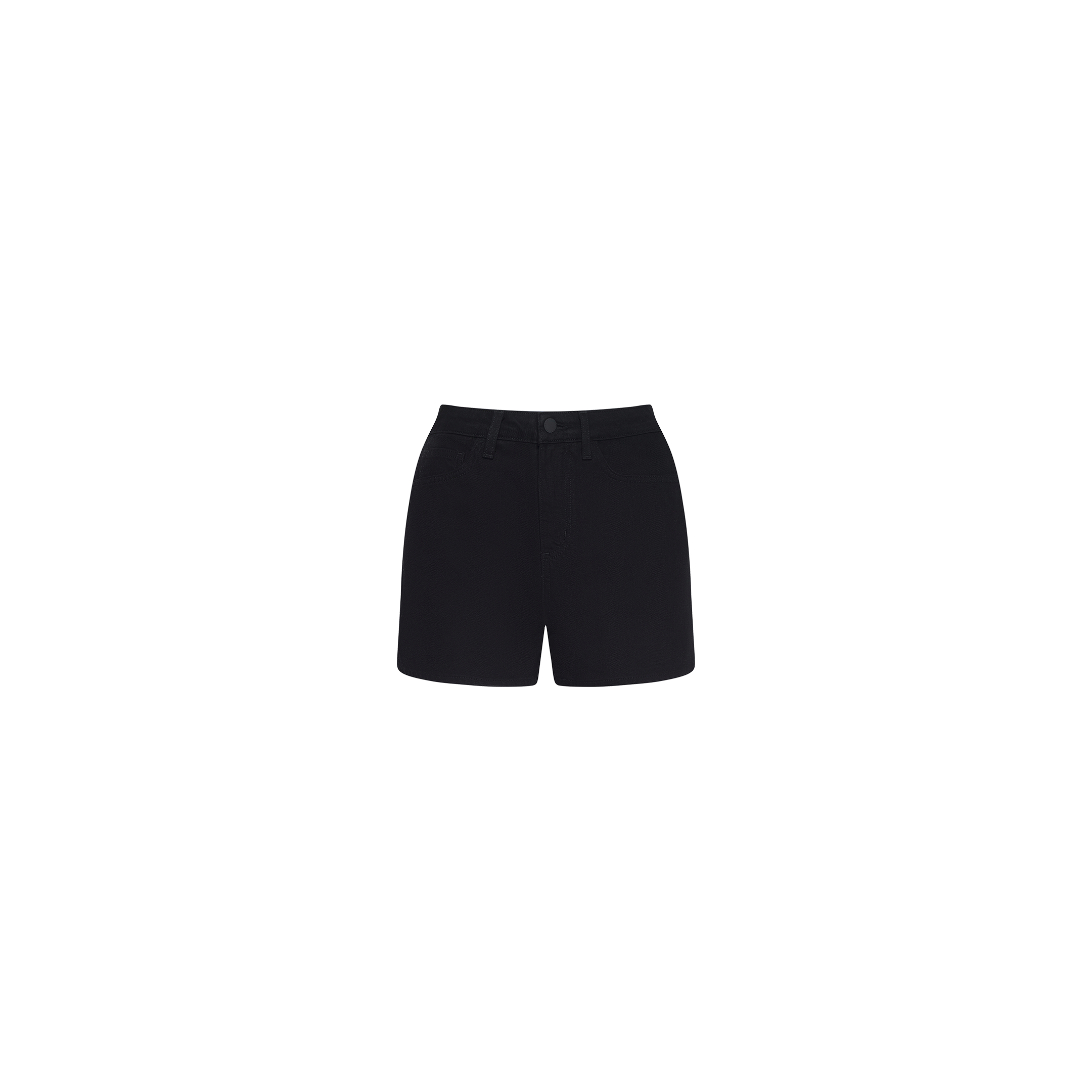 The Lissania Jean Short is showcased against a plain white background, featuring a tailored high-rise silhouette in black denim.