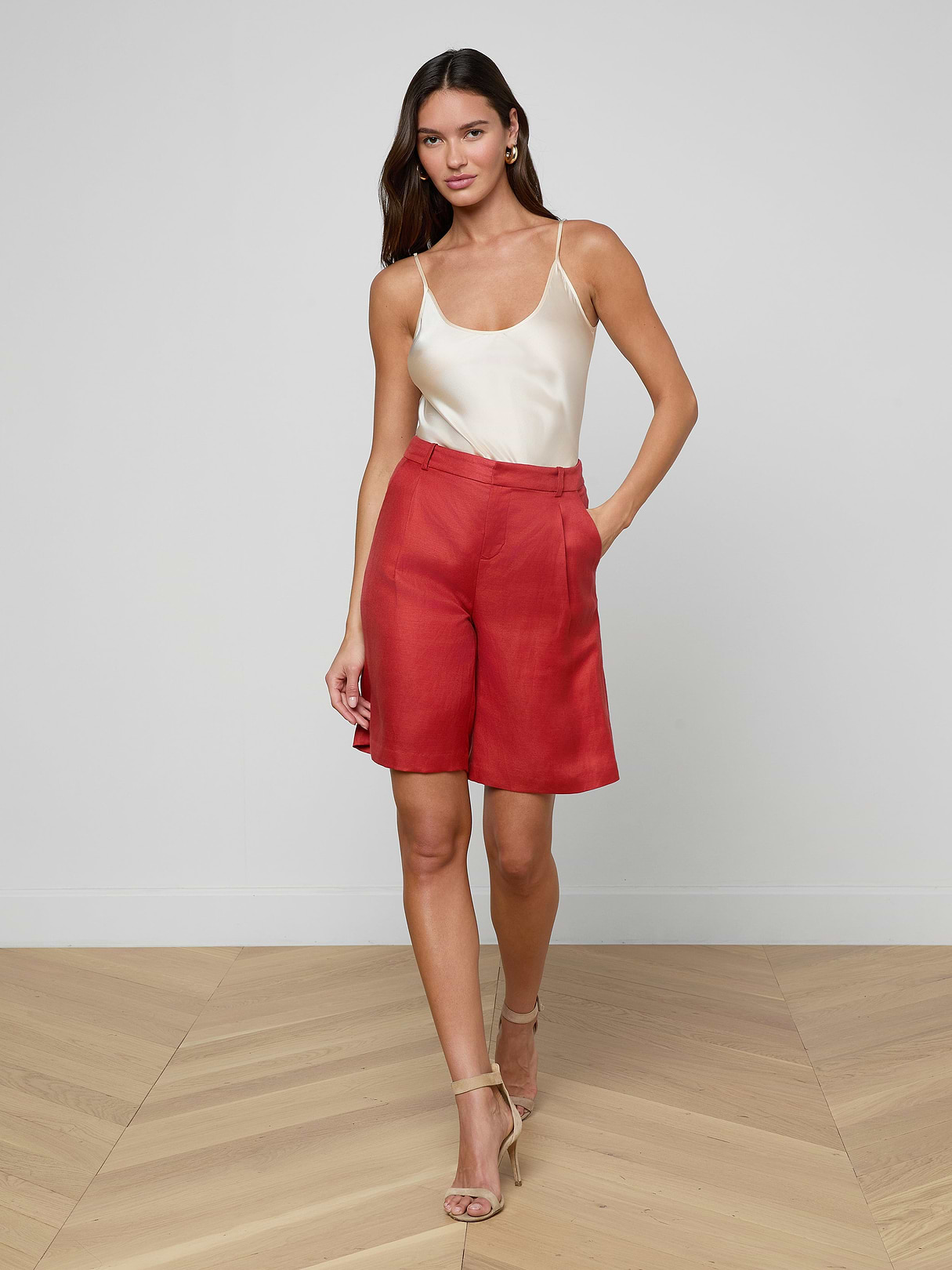 Doretta Bermuda Short in Poppy | L'AGENCE