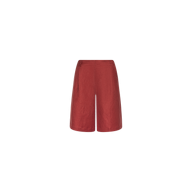 The Doretta Bermuda Short features a high-waisted, wide-leg, tailored fit in a red linen blend, cut to knee-length—ideal for summer office style and shown against a plain white background.