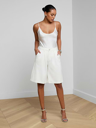 high waisted white dress shorts Mid Rise Tailored Shorts In White | EGO US