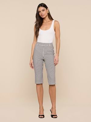 the pedal pusher L'AGENCE Leni Pedal Pusher in Ivory/Midnight Stripe